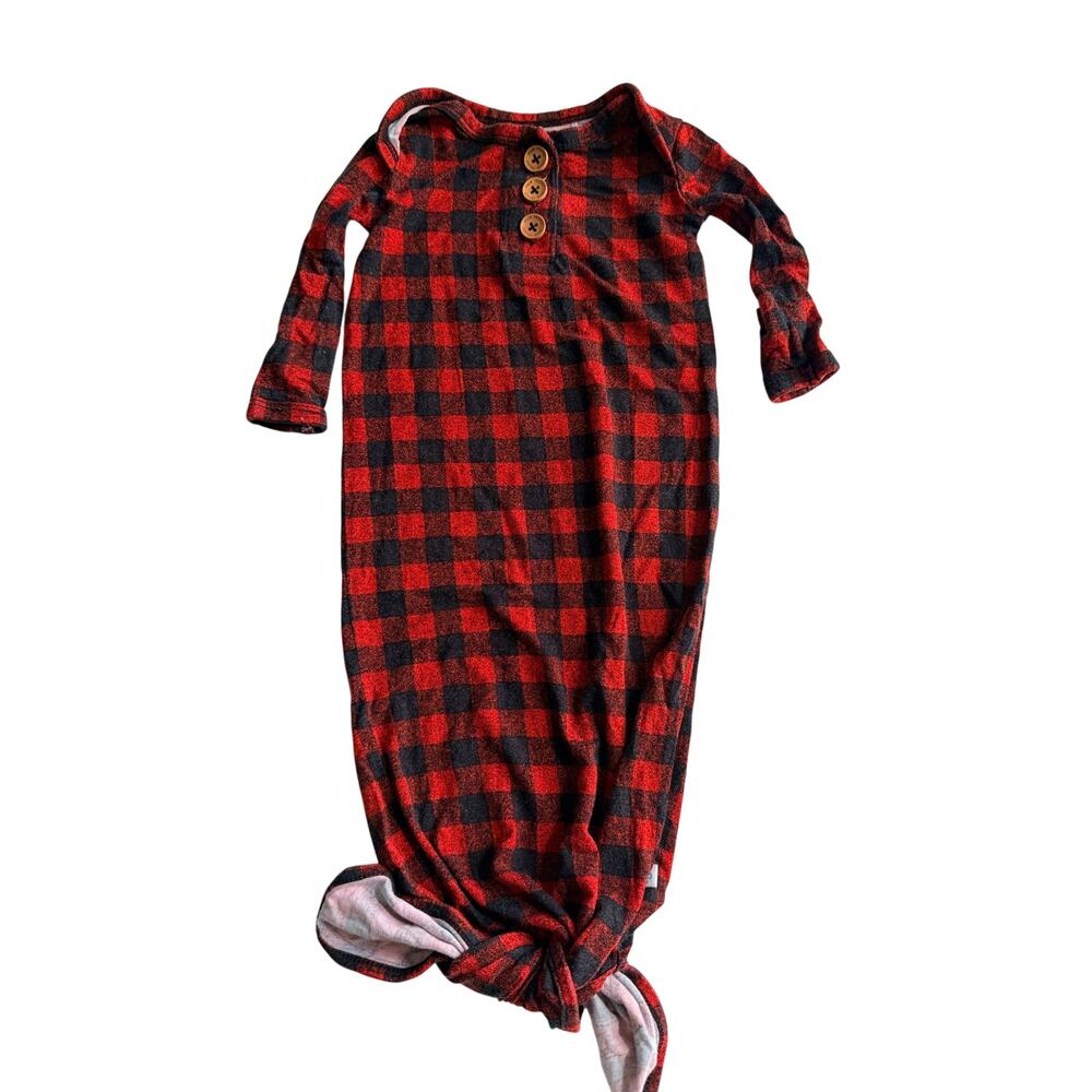 Posh Peanut Red & Black Buffalo Check Baby Gown - 0-3 Months